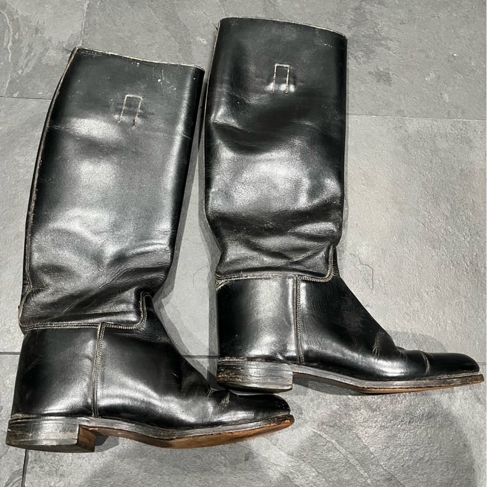 Marlborough made England black leather riding equestrian kneehigh boots UK size6